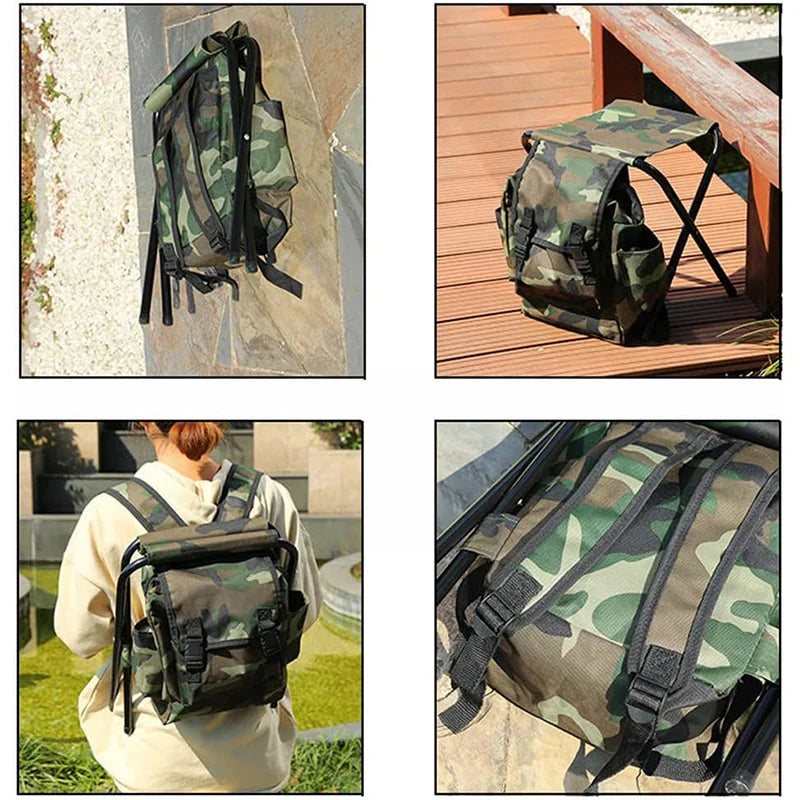 Camping Folding Chair – Lightweight Outdoor Fishing Stool, Portable Tourist Backpack Seat for Nature Hikes