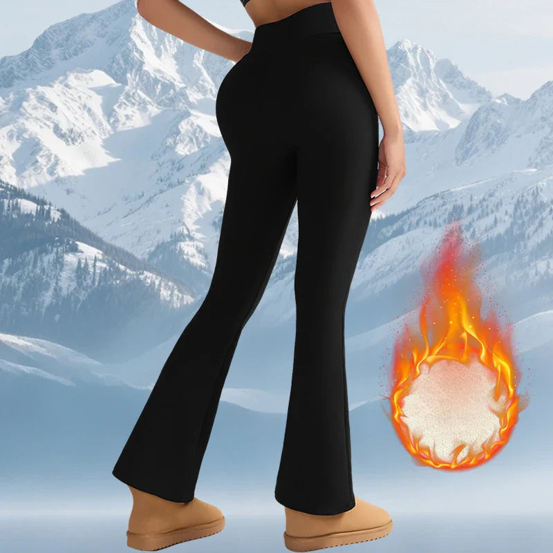 Women’s Fleece Leggings – High-Waisted Thick Flared Thermal Tights, Tummy Control Winter Pants