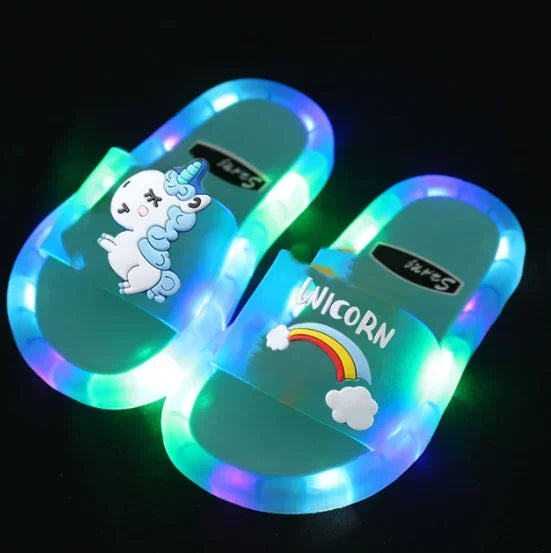 Cartoon Animal Kids’ Slippers - Cute Light-Up Unicorn Shoes for Boys & Girls, Toddler Indoor Bathroom Slippers