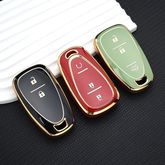 TPU Car Key Case Cover – Compatible with Chevrolet Malibu, Blazer, Traverse, Seeker, Onix, Equinox, Volt, Bolt, Trax, Orlando, Cruze, Spark, Sonic, Camaro
