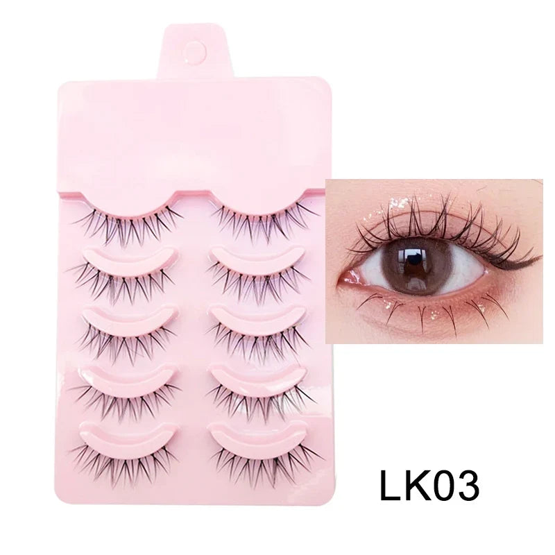 Manga Style Soft Natural False Eyelashes Wispy Thick Daily Wear Makeup Lashes