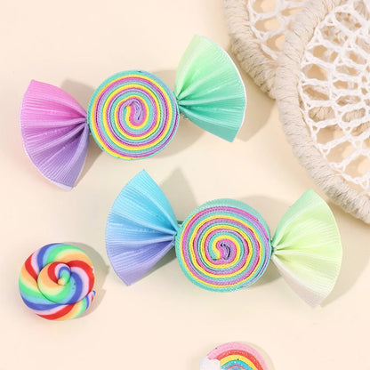 2-Piece Candy Bow Hair Clips – Sweet Strawberry & Heart Print Barrettes for Girls & Kids