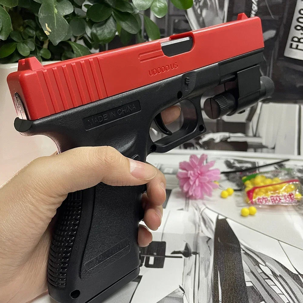 Manual G17 Soft Bullet Toy Gun – Air-Powered Glock Style with Laser & Magazine for Kids CS Games & Outdoor Play