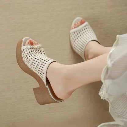 Women’s Platform High Heel Summer Sandals – Thick Sole Casual Slip-On Shoes