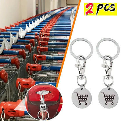 Shopping Trolley Token Keychain – Mini Metal Supermarket Cart Coin Remover Key Ring Unisex Grocery Accessory Gift