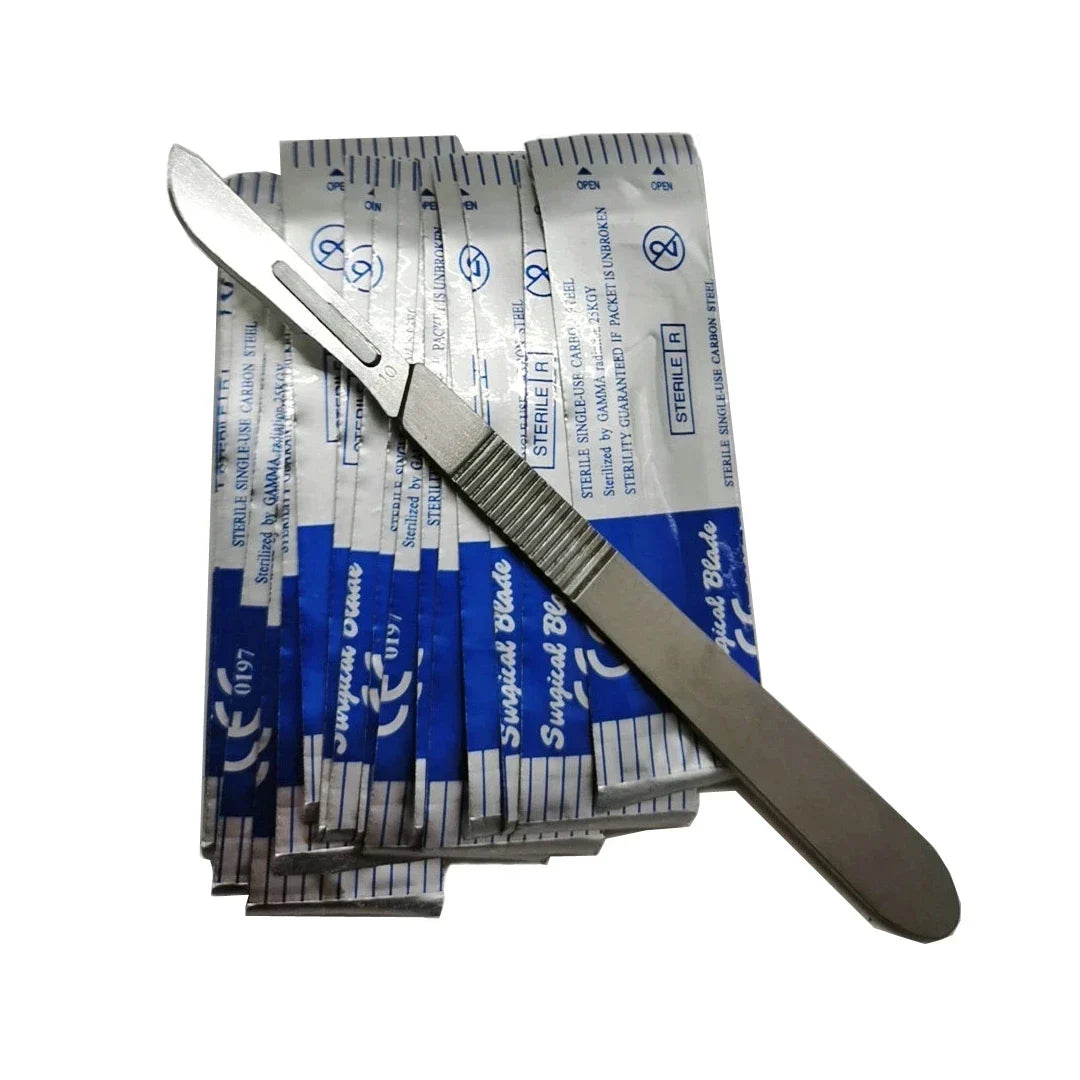 10PCS Sterile Scalpel Blades with Handle - #10 Surgical Knife Set for Dermaplaning, Pedicure, Crafts, Modeling & Eyebrow Shaping