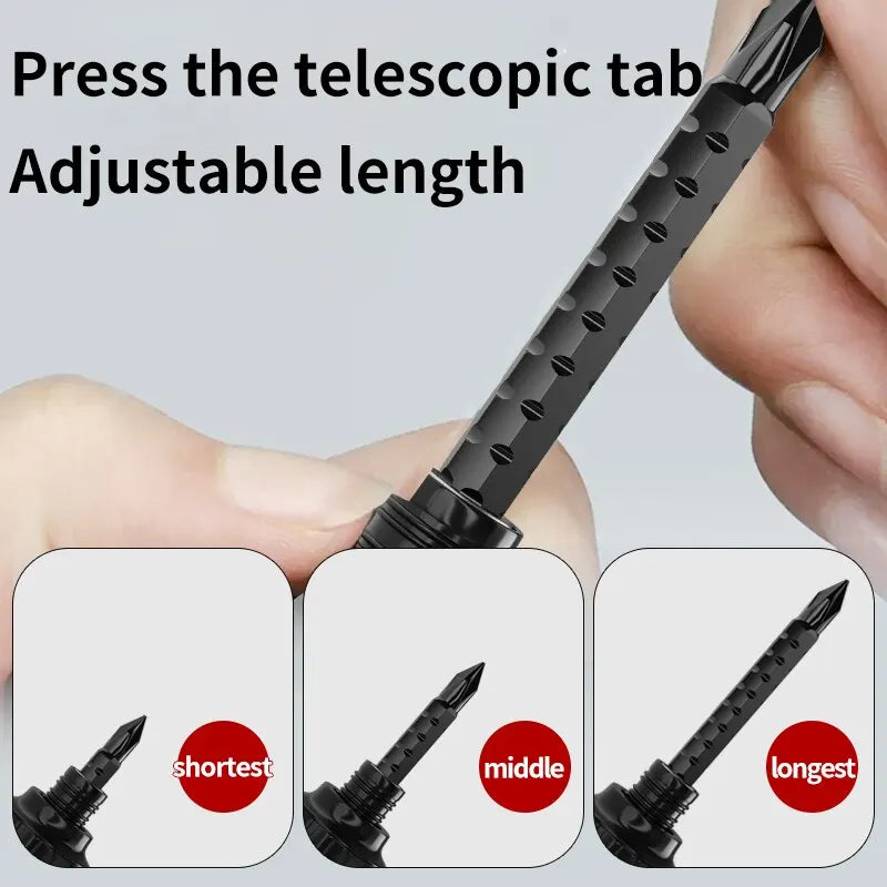 13-in-1 Ratchet Screwdriver Set with Short Handle - Cross Groove Drill, Telescopic Dual Purpose, Chrome Vanadium Steel Repair Tools