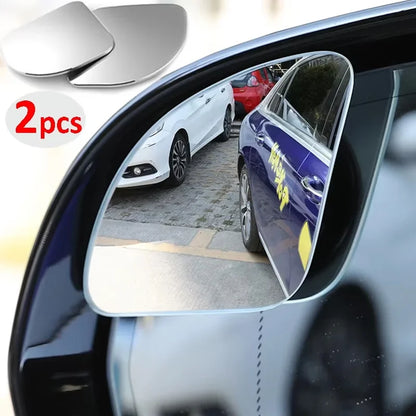 2pcs Universal Glass Car Blind Spot Mirrors – 360° Adjustable HD Wide-Angle Rearview for All Cars