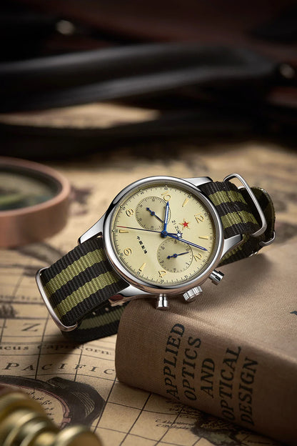 40mm 1963 Pilot Aviation Mechanical Chronograph — Original Seagull ST1901 Movement Men's Sapphire Vintage Watch
