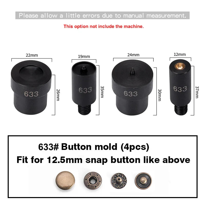 WUTA Manual Button Installation Tool – Mute Punching for Mushroom Rivets & Eyelets, DIY Hand Pressing Tool (With/Without Machine)
