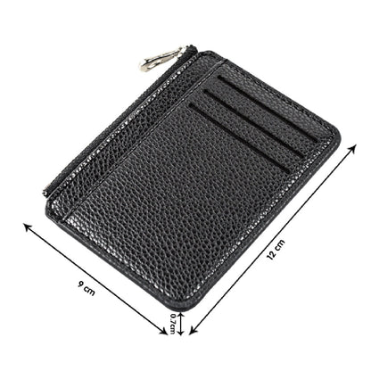 Mini Slim Zipper Card Wallet for Men — Portable Ultra-Thin Black Purse for ID, Bank & Credit Cards