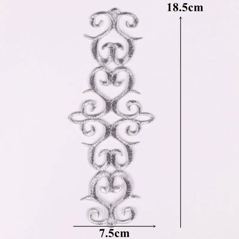 Silver Baroque Sequin Flower Applique – Embroidered Iron-On Patch for Wedding & DIY Crafts