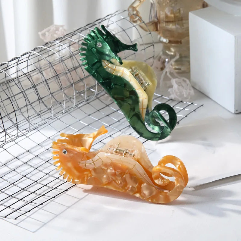Ocean Beach Series Hair Claw | Hippocampus, Jellyfish & Dolphin Acetate Hair Clip for Women & Girls