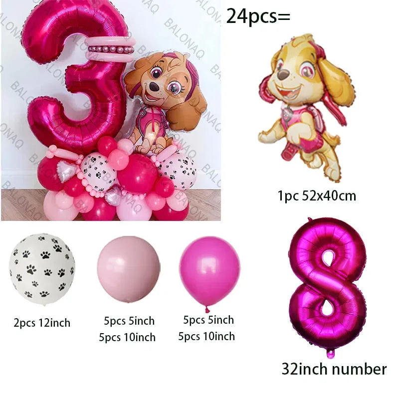 Pink Paw Patrol Party Supplies for Girls – Skye Balloons, Cups, Plates & Tablecloth for Birthday & Baby Shower