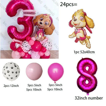 Pink Paw Patrol Party Supplies for Girls – Skye Balloons, Cups, Plates & Tablecloth for Birthday & Baby Shower