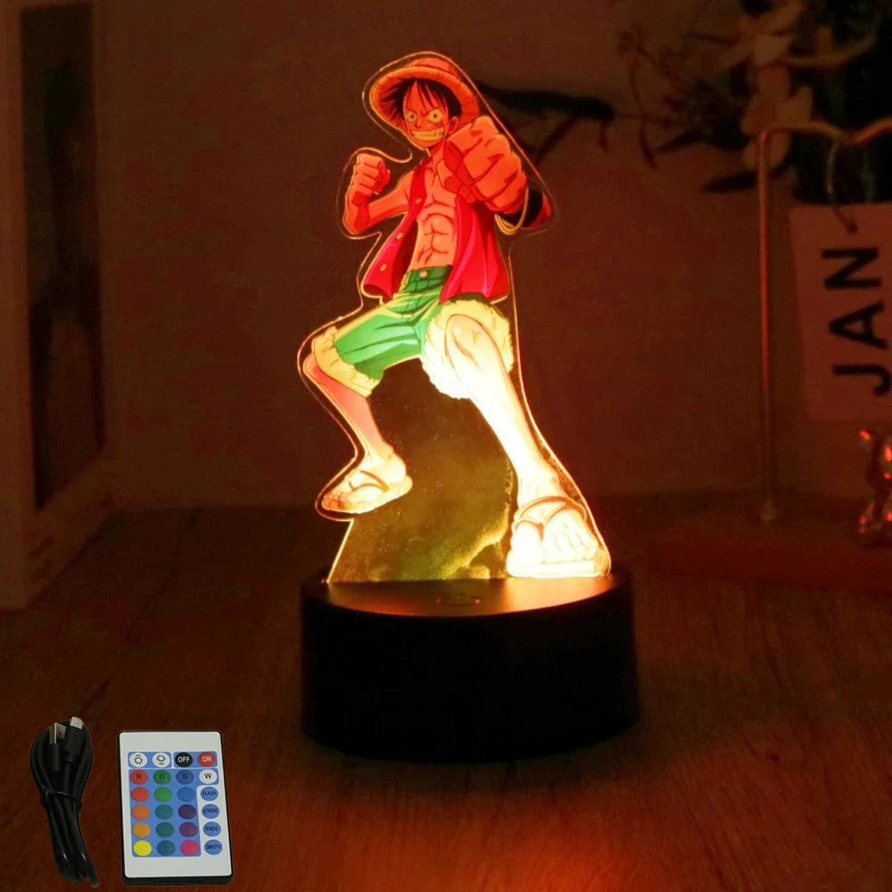 One Piece Luffy & Zoro Action Figures — 3D PVC Anime Lamp, LED Night Light Collectible Toy, Christmas Gift for Kids