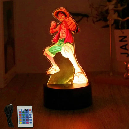 One Piece Luffy & Zoro Action Figures — 3D PVC Anime Lamp, LED Night Light Collectible Toy, Christmas Gift for Kids
