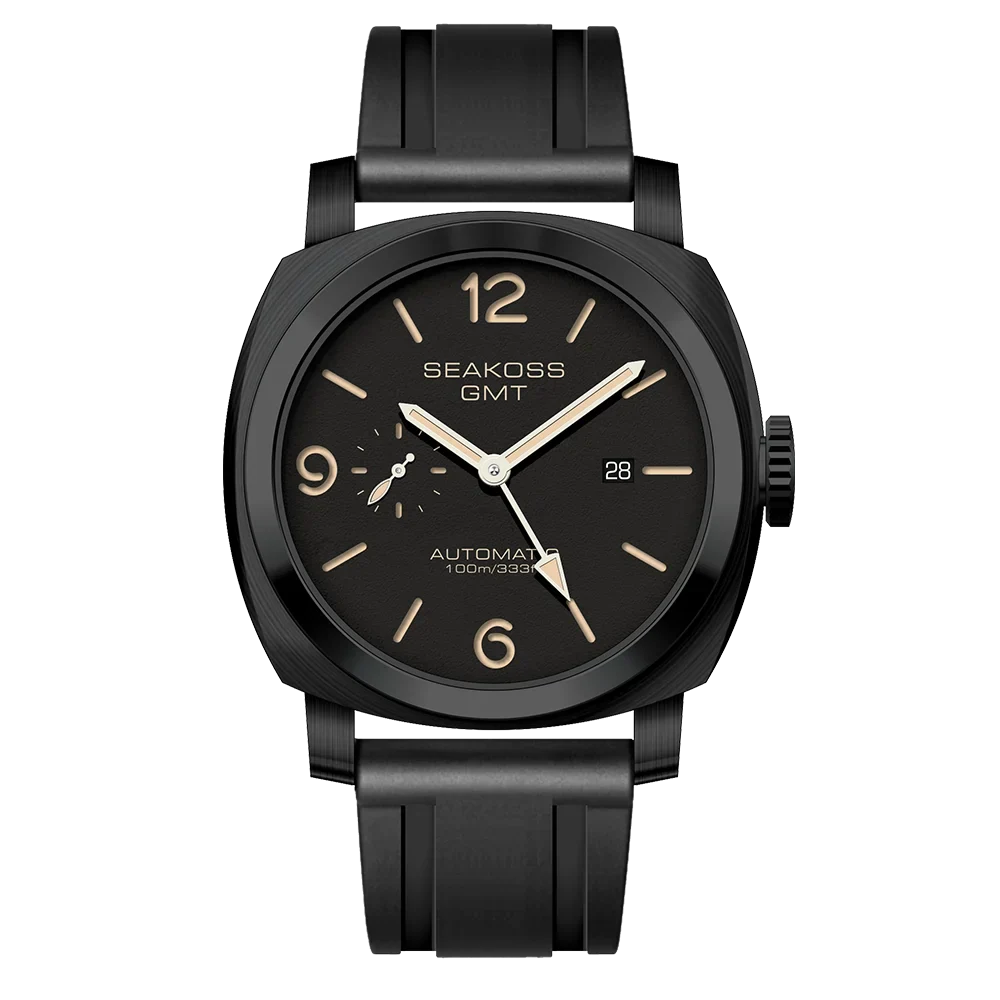 SEAKOSS GMT Men’s Diving Automatic Mechanical Watch — 10ATM Waterproof, 1963 Original 2557 Movement, Calendar, Sapphire Crystal