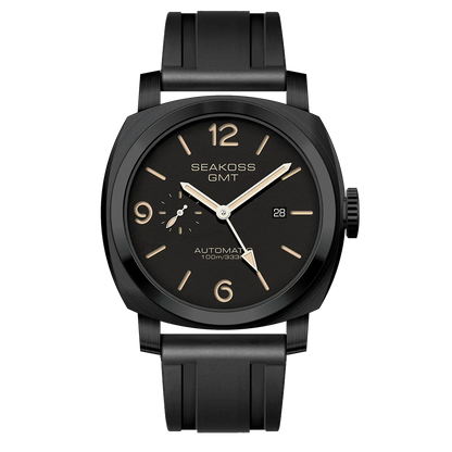 SEAKOSS GMT Men’s Diving Automatic Mechanical Watch — 10ATM Waterproof, 1963 Original 2557 Movement, Calendar, Sapphire Crystal