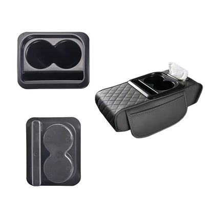 Universal Car Cup Holder & Center Console Armrest Pillow – Water Bottle & Phone Storage Organizer