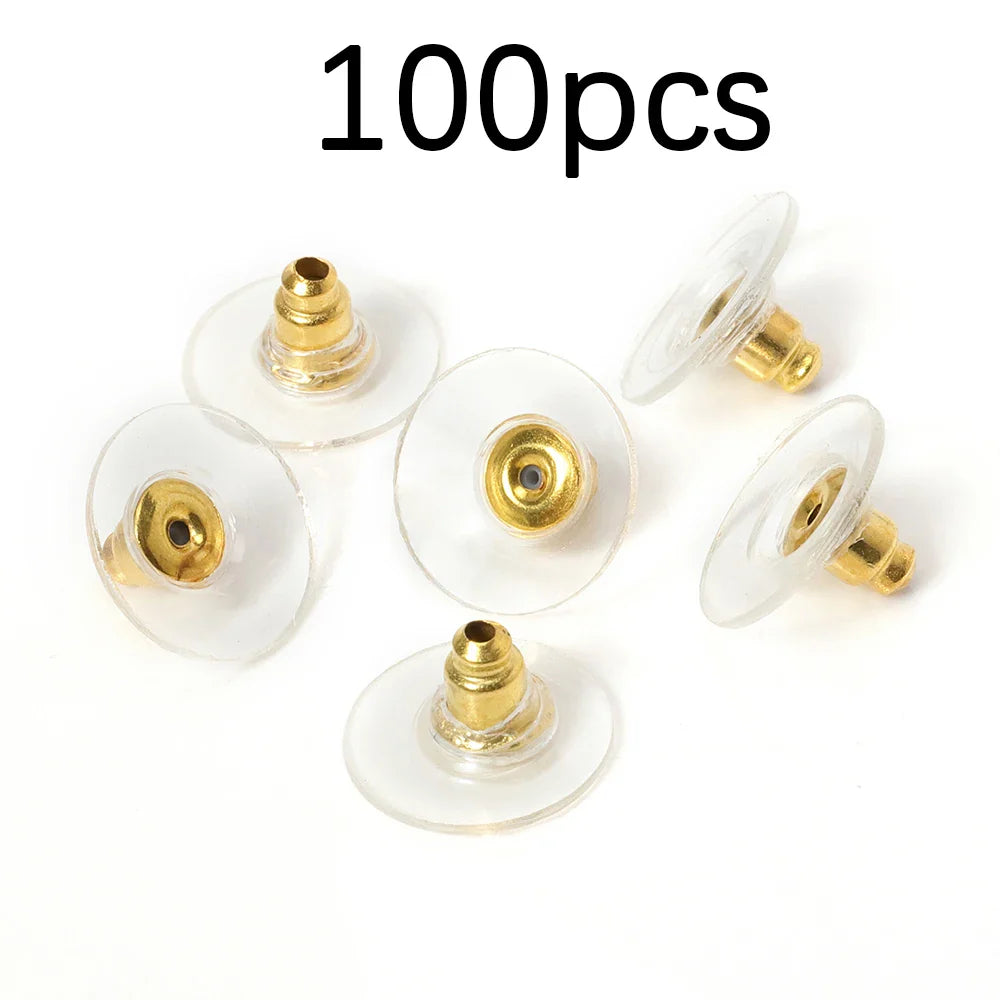 100-200PCS Rubber Earring Backs & Fishhook Ear Stoppers for Jewelry Making and DIY Earring Repairs