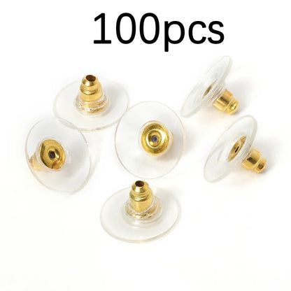 100-200PCS Rubber Earring Backs & Fishhook Ear Stoppers for Jewelry Making and DIY Earring Repairs