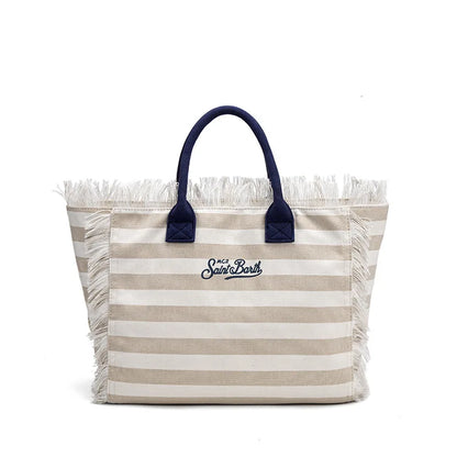 SAINT BARTH Autumn Winter Plush Towel Bag – Women’s Large Capacity Striped Casual Handbag with Tassel