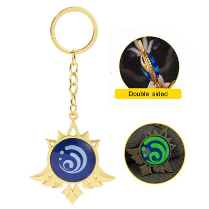 Genshin Impact Venti Eye Keychain 1:1 – Luminous Anime Cosplay Key Ring Backpack Pendant Gaming Accessories Gift