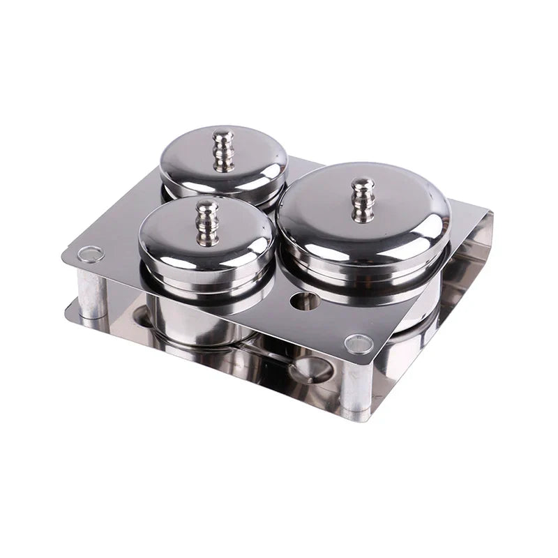 3-Piece Stainless Steel Dappen Dish Set – Manicure Nail Art Powder & Liquid Container Organizer Tray
