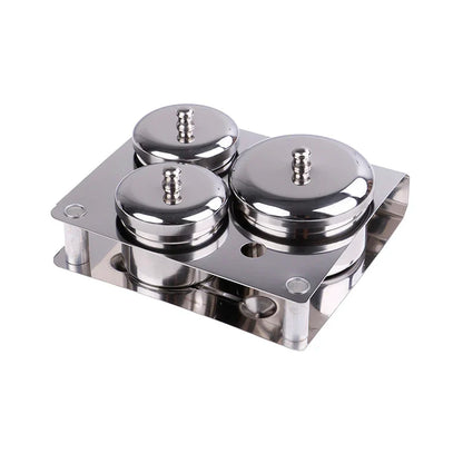 3-Piece Stainless Steel Dappen Dish Set – Manicure Nail Art Powder & Liquid Container Organizer Tray