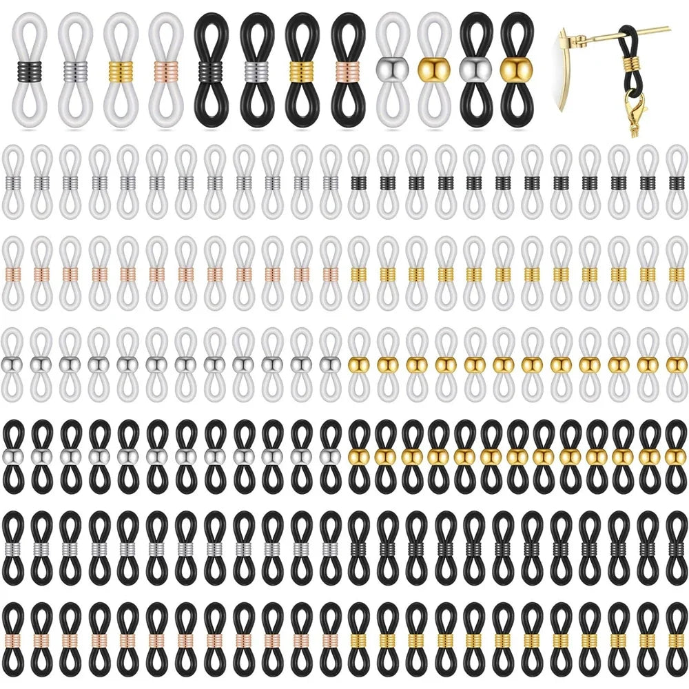 120PCS Eyeglass Chain Connector Set - Adjustable Anti-Slip Silicone Strap Holders for Women’s Glasses & Sunglasses