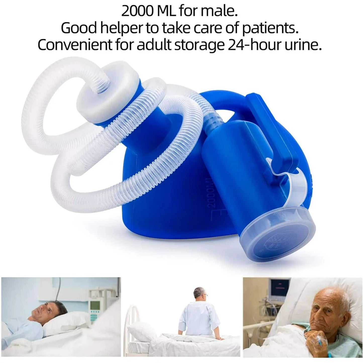 Spill-Proof Men's Portable Urinal: 2000 ML Pee Bottle for Home, Camping, Car Travel