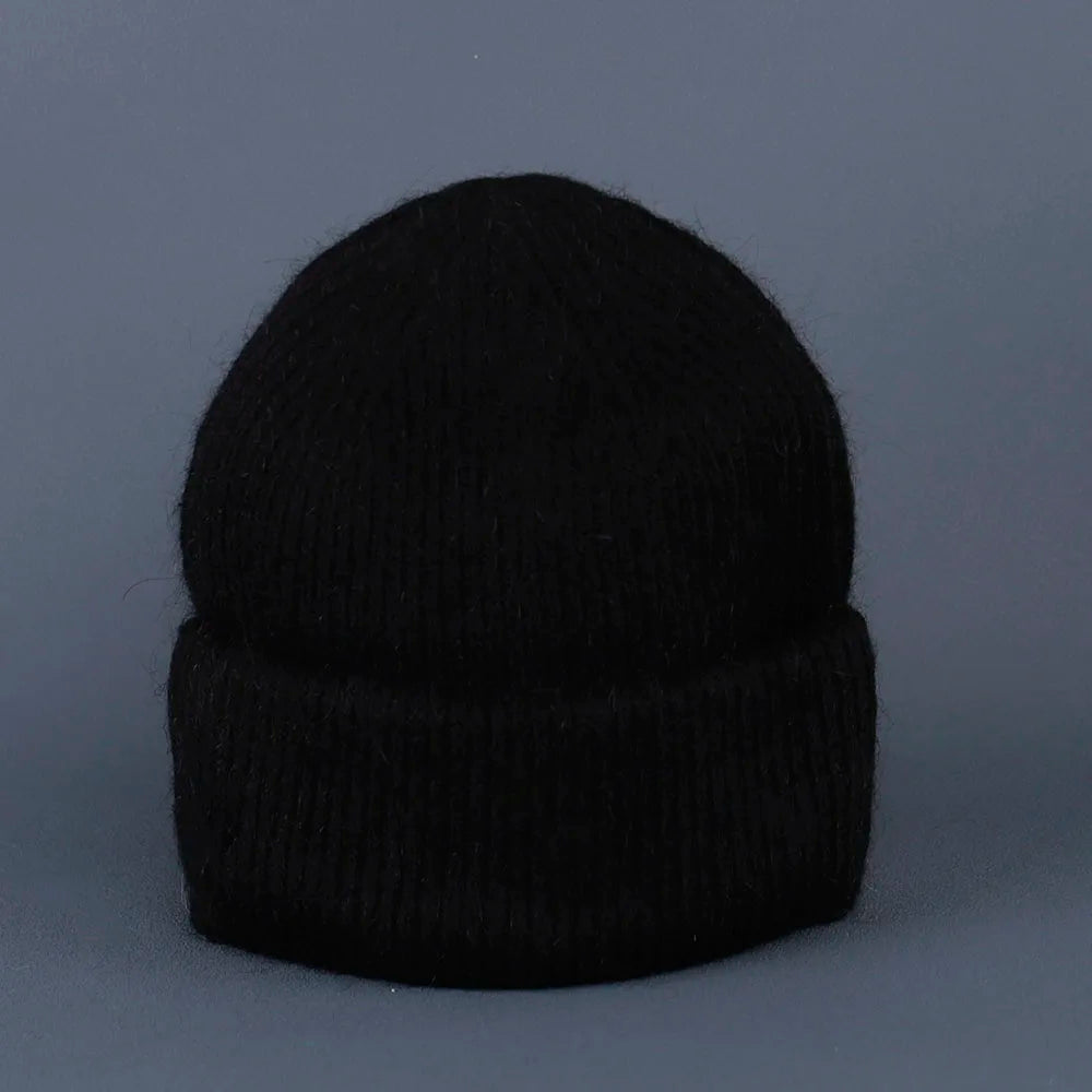 2024 Rabbit Fur Beanie – Soft Fluffy Winter Hat for Women, Angora Knitted Skullies, Warm Bonnet Knit Cap