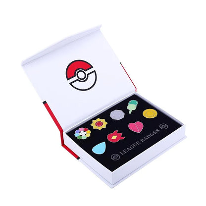 Set of 8 Pokémon Gym Badge Pins – League Region Brooches from Kanto, Johto, Hoenn, Sinnoh, Unova, Kalos & Orange Islands