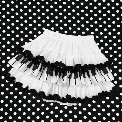 Y2K Gothic Ruffle Skirt - Black & White Polka Dot Punk Lolita Mini Skirt
