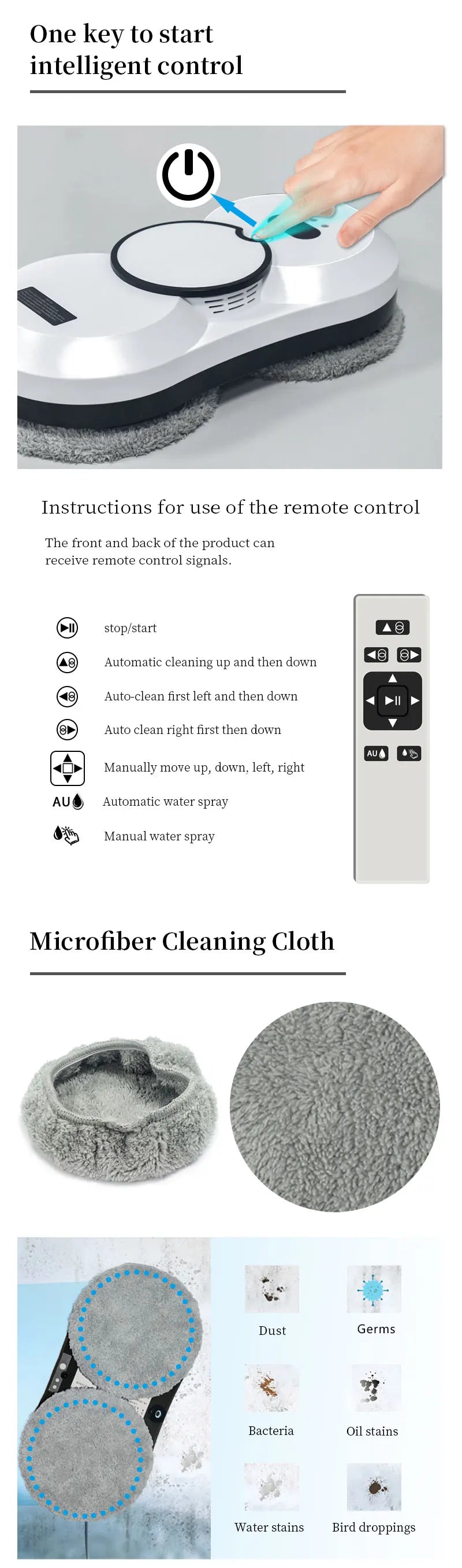 High-Suction 5600PA Window Cleaning Robot with Electric Spray and Fall Prevention - Remote Controlled