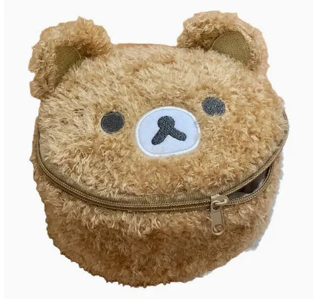 Anime Relaxed Bear Plush Makeup Bag - Cute Cosmetic & Jewelry Storage Pouch Organizer for Women & Girls