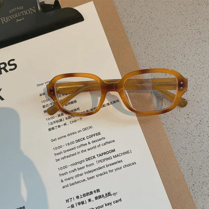 Retro Square Oval Blue Light Glasses – Thick Red Frame Korean Fashion Eyewear for Women