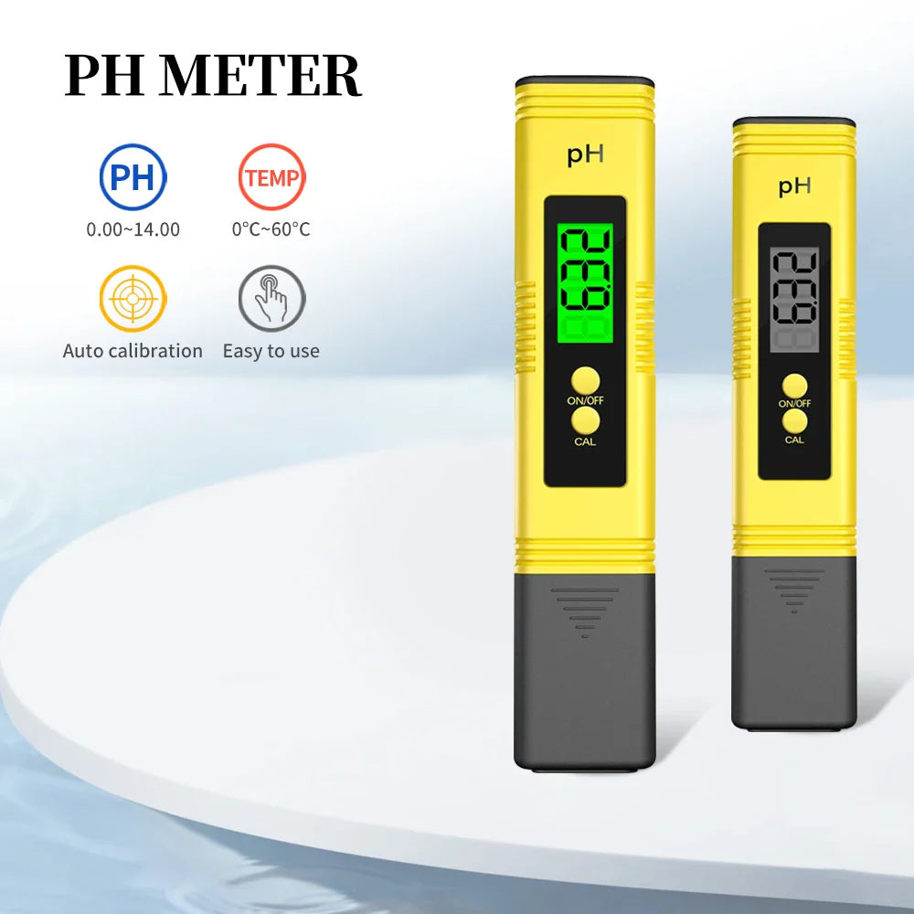 LCD Digital PH Meter - Portable Water Quality Tester, 0.1 ATC High Accuracy PH Test Pen for Aquarium, Pool & Hydroponics