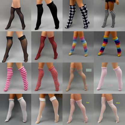 25CM Winter Doll Fishnet Stockings – Rainbow Striped Socks for Dolls, Girls’ Christmas Gift