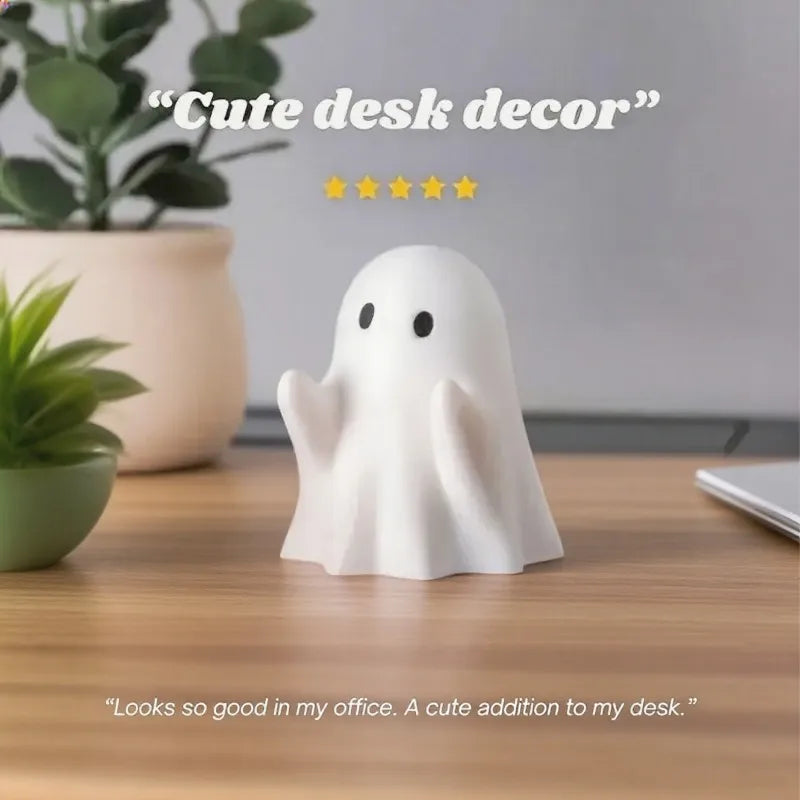 Cute Halloween Ghost Pen Holder – Little Ghost Statue Pencil Stand, Home & Office Desktop Decoration