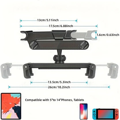 Car Tablet Holder - Headrest Mount Stand for iPad Air, Mini & 4.7-12.9" Devices