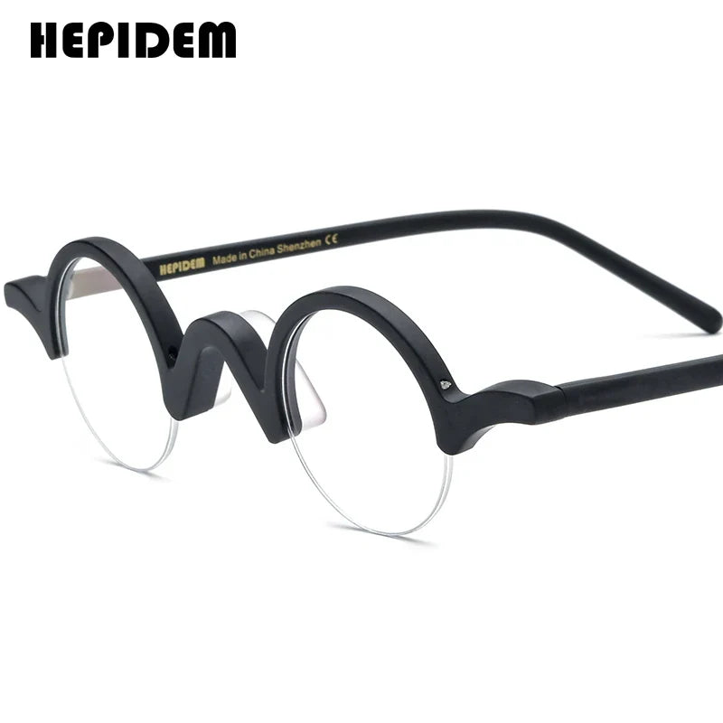 FONEX HEPIDEM Acetate Eyeglass Frames - Retro Round Vintage Eyewear for Men & Women