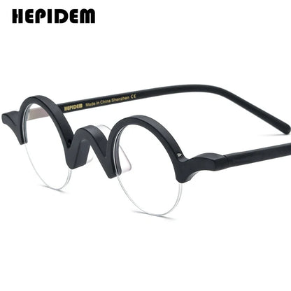 FONEX HEPIDEM Acetate Eyeglass Frames - Retro Round Vintage Eyewear for Men & Women