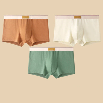3PCS Men’s Cotton Boxer Shorts – Comfortable Breathable Solid Color Underwear Set for Everyday Wear & Sports Comfort