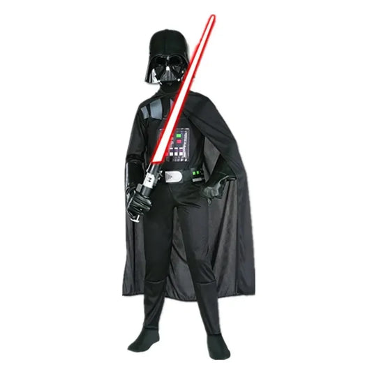Boys Classic Darth Vader Movie Mask Costume – Printed Cape Armor Onesie for Halloween Kids Fantasy Cosplay