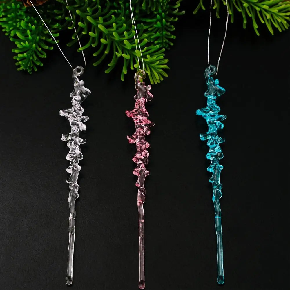 12pcs Transparent Christmas Hanging Pendants – Snow, Star & Acrylic Holiday Decorations