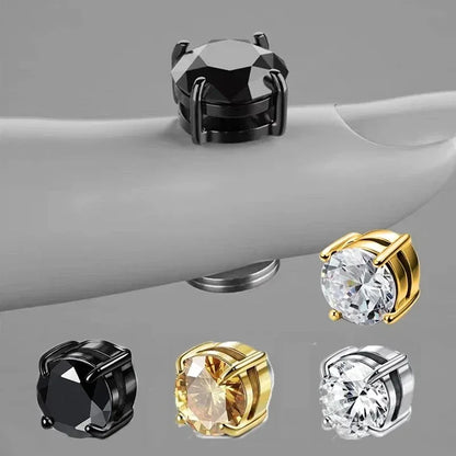 Crystal Magnetic Ear Studs – Punk Round Zircon Non-Piercing Earrings for Men & Women