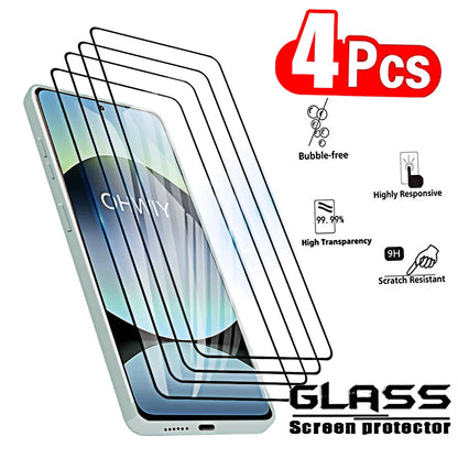 4 Pack Tempered Glass Screen Protector for Xiaomi Redmi Note 14/13/12/11/10 Pro 4G/5G Full Cover Front Protective Film