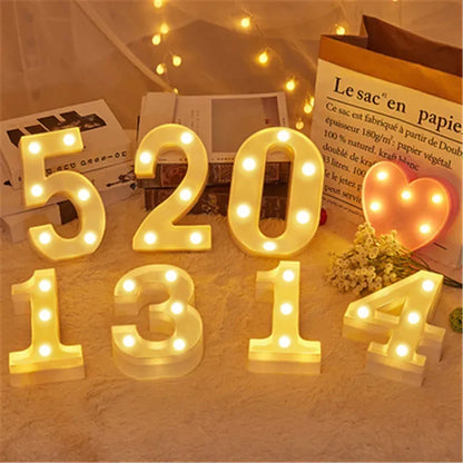 Luminous Alphabet & Number LED Night Light – Decorative Letter Lamp for Home, Wedding, Birthday & Party Decor